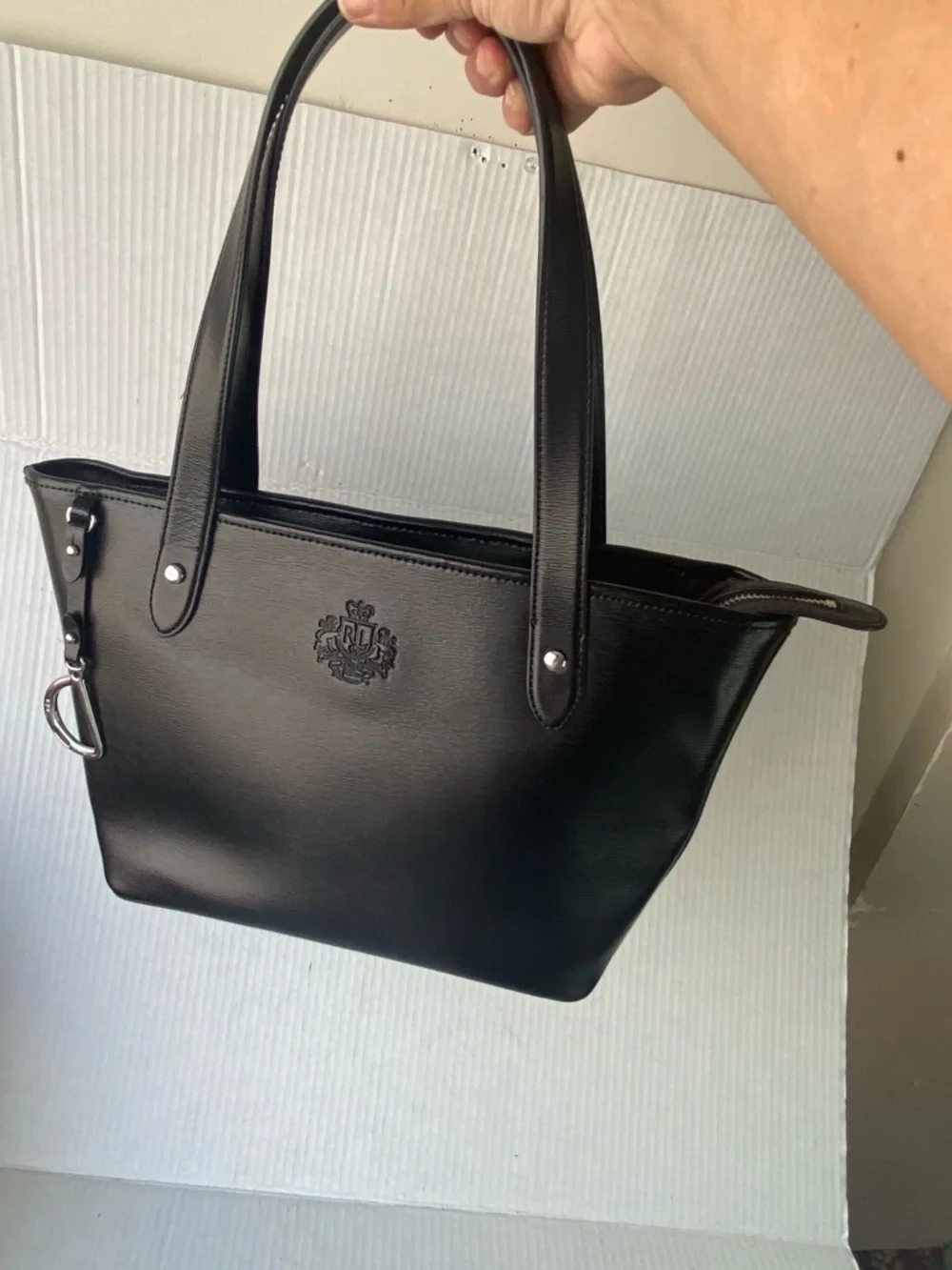 Lauren Ralph Lauren Sloan Street Black Saffiano Leather Shopper Tote Bag - Picture 5 of 15